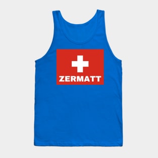 Zermatt City in Swiss Flag Tank Top